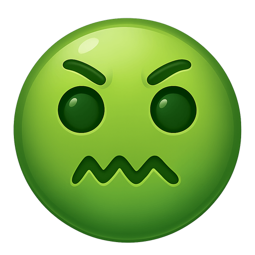 green nauseated emoji. use shiny color. No background. Transparent background. Blank background. No shadows. 2d. In-Game asset. flat