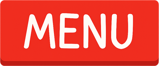 üzerinde menu yazan kırmızı bir buton. No background. Transparent background. Blank background. No shadows. 2d. In-Game asset. flat