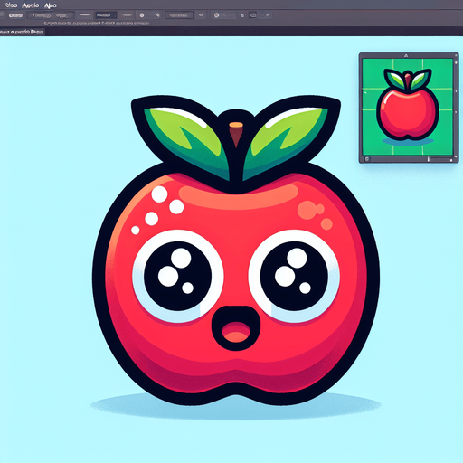 Apple with eye and mouth animation..
Single Game Texture.  In-Game asset.  2d.  Blank background.  High contrast.  No shadows