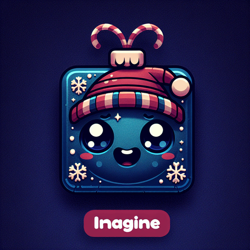 Perfectly square dark blue Christmas decoration. Cartoon. Cute art style. With face.