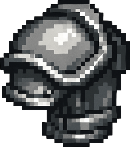 2D pixel art of a single shoulder armor piece, metallic silver and gray tones.
In-Game asset.  2d.  High contrast.  No shadows
