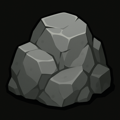 grey rock.
In-Game asset.  2d.  High contrast.  No shadows