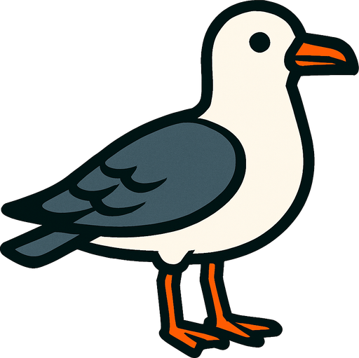 Martı.
In-Game asset.  2d.  High contrast.  No shadows