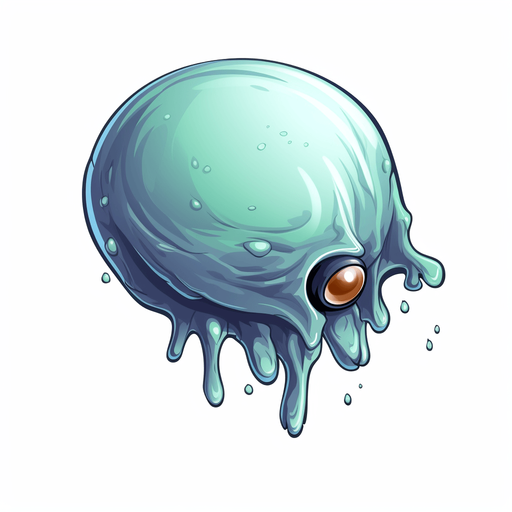 Single enemy slime bullet flying downwards.
Game Texture. In-Game asset. 2d. Pixelart. White background. Blank background. Low detail. High contrast.