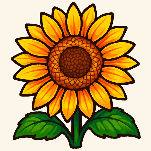 Sunflower. Front. Make it vibrant..
In-Game asset.  2d.  High contrast.  No shadows