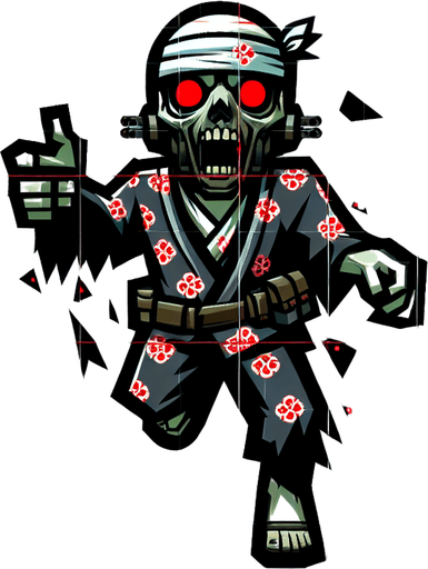 zombie kamikaze, vertical top view.
Single Game Texture. In-Game asset. 2d. Blank background. High contrast. No shadows.