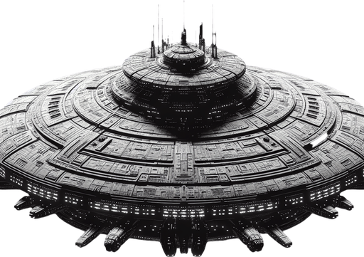 Alien Mothership.
2d.  Blank background.  High contrast.  No shadows