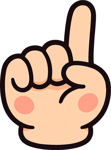 Una mano cerrada con el dedo indici estirado, debe ser cute.
In-Game asset.  2d.  High contrast.  No shadows