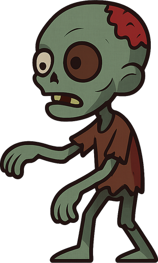 zombi. No background. Transparent background. Blank background. No shadows. 2d. In-Game asset. flat