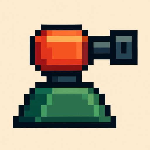 Turret pixel.
In-Game asset.  2d.  High contrast.  No shadows