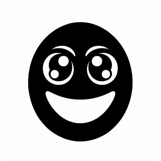 a black oval with a funny  face.