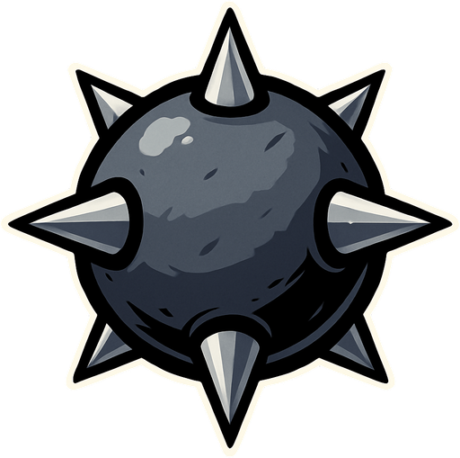 Sphere with spikes on it.
In-Game asset.  2d.  High contrast.  No shadows