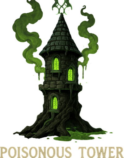 poisonous tower realistic.
In-Game asset.  2d.  High contrast.  No shadows