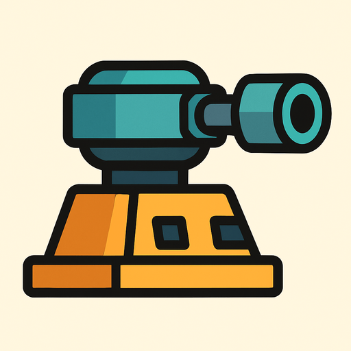 2d turret.
In-Game asset.  2d.  High contrast.  No shadows
