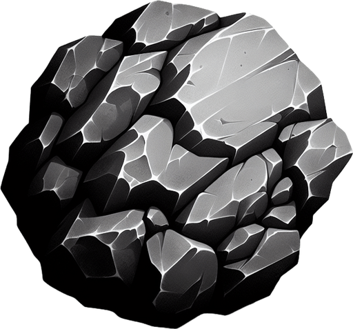 rock.
Single Game Texture. In-Game asset. 2d. Blank background. High contrast. No shadows.