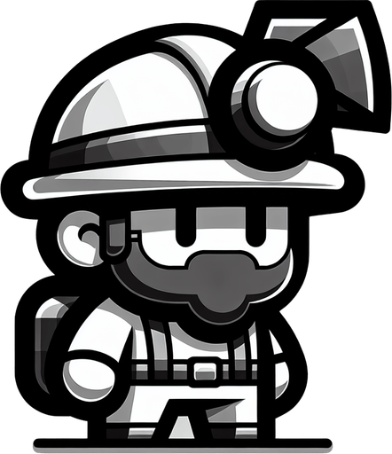 madenci çizgi karakter.
Single Game Texture. In-Game asset. 2d. Blank background. High contrast. No shadows.