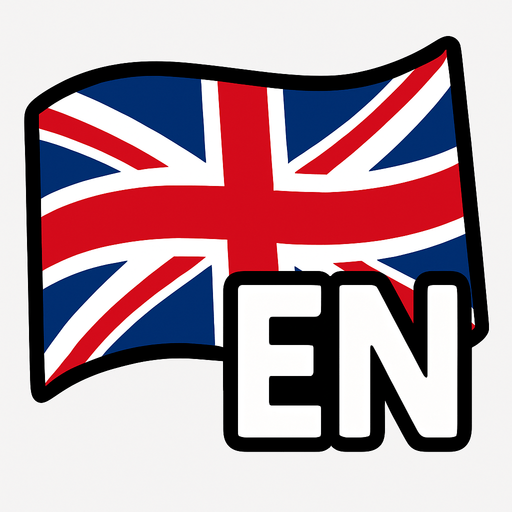 Bandera de Idioma inglés curvada con sus primeras letras EN.
In-Game asset.  2d.  High contrast.  No shadows