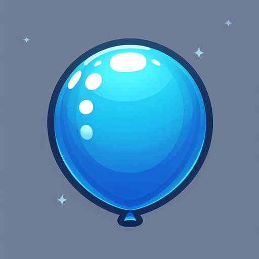 mavi balon.
Single Game Texture.  In-Game asset.  2d.  Blank background.  High contrast.  No shadows