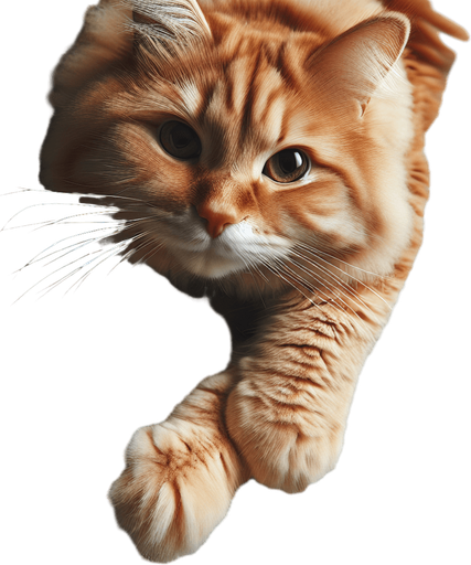 ginger cat-arm slightly bent, top view.