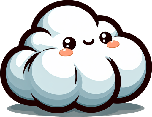 cartoon cloud.
2D, Without background