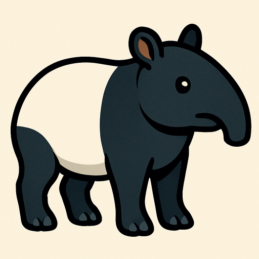 tapir.
In-Game asset.  2d.  High contrast.  No shadows