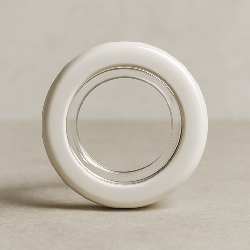 White ring with transparent middle. Front view