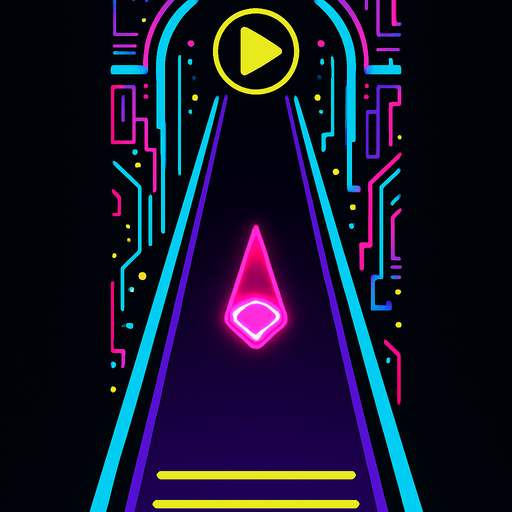 Cyberpunk style single lane for music rhythm game.
In-Game asset.  2d.  High contrast.  No shadows