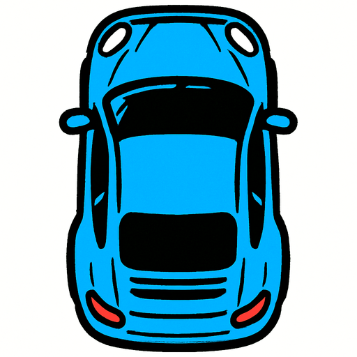 yukarı bakan mavi araba.
In-Game asset.  2d.  High contrast.  No shadows