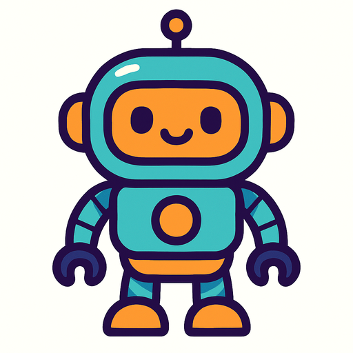 cute robot.
In-Game asset.  2d.  High contrast.  No shadows
