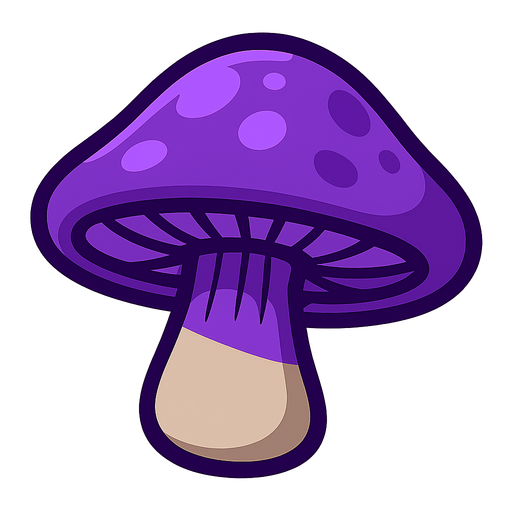purple mushroom.
In-Game asset.  2d.  High contrast.  No shadows