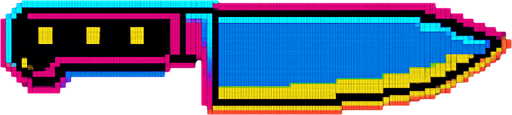 A kitchen knife. Side view. 80s arcade machine graphics..
In-Game asset.  2d.  High contrast.  No shadows