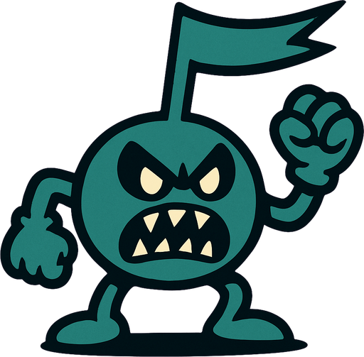 Una nota desafinada personificada como enemigo.
In-Game asset.  2d.  High contrast.  No shadows