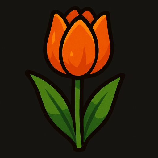 Orange tulip.
In-Game asset.  2d.  High contrast.  No shadows
