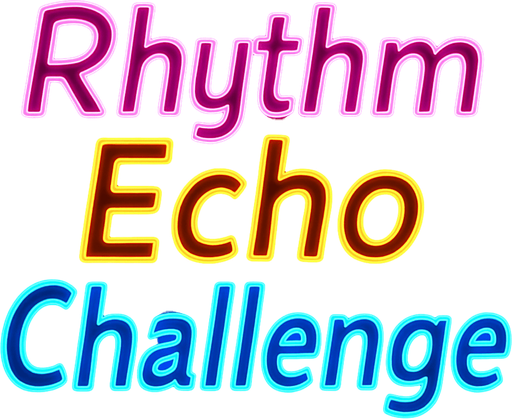 text in neon outline no background that says "Rhythm Echo Challenge".
In-Game asset.  2d.  High contrast.  No shadows