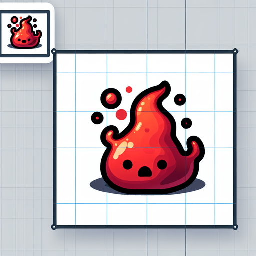 Un slime rojo prendido fuego RPG con estilo suave y simple.
Single Game Texture.  In-Game asset.  2d.  Blank background.  High contrast.  No shadows