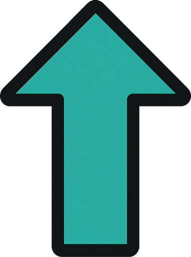 Up arrow.
In-Game asset.  2d.  High contrast.  No shadows