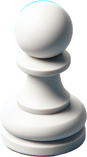 White pawn.
Single Game Texture.  In-Game asset.  2d.  Blank background.  High contrast.  No shadows