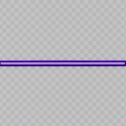 A minimalist horizontal pixel art timeline bar, 2048x40 resolution, designed for a lo-fi rhythm pixel game. The bar is sleek and thin, with subtle purple and violet tones, no numbers or markers. The style is consistent with a DJ-themed interface — soft glowing edges, pixel-perfect precision, and no background (transparent). The bar should feel modern yet retro, fitting into a dreamy neon-lit rhythm game UI..
In-Game asset.  2d.  High contrast.  No shadows