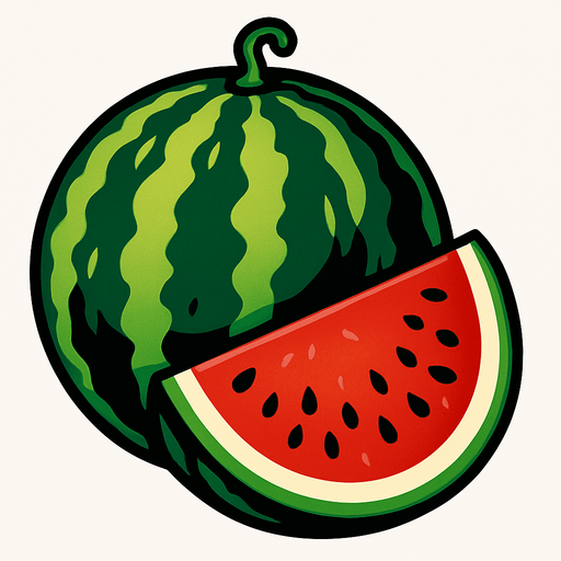 Watermelon.
In-Game asset.  2d.  High contrast.  No shadows. Realistic