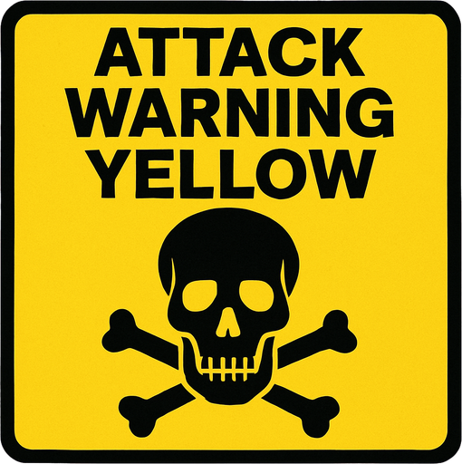 attack warning yellow have a dead logo.
In-Game asset.  2d.  High contrast.  No shadows