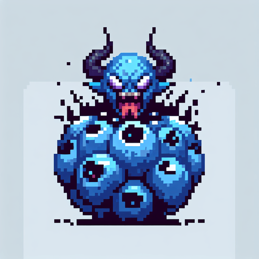 a demonic blueberry pixel style.
Single Game Texture.  In-Game asset.  2d.  Blank background.  High contrast.  No shadows