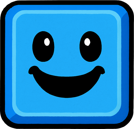 Happy blue block.
In-Game asset.  2d.  High contrast.  No shadows