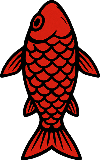 a red fish seen from top to bottom.
In-Game asset.  2d.  High contrast.  No shadows