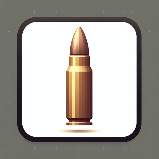 Bullet.
Single Game Texture. In-Game asset. 2d. Blank background. High contrast. No shadows.
