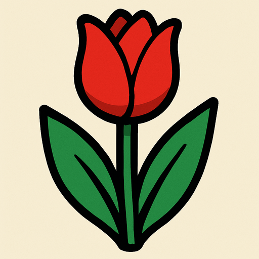 Red tulip.
In-Game asset.  2d.  High contrast.  No shadows