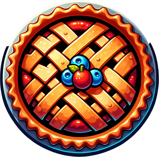 cartoon pie drawn top view.
Single Game Texture. In-Game asset. 2d. Blank background. High contrast. No shadows.