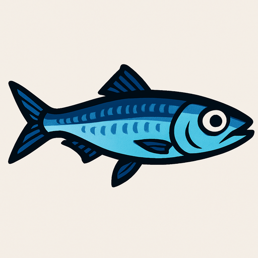 A blueish Anchovy.
In-Game asset.  2d.  High contrast.  No shadows