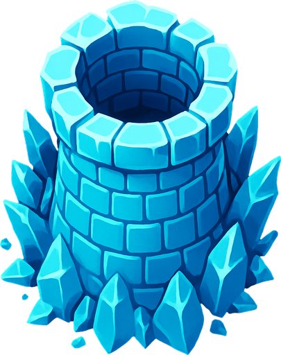 torre de hielo desde arriba.
In-Game asset.  2d.  High contrast.  No shadows