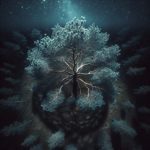 Pinetree at night, top view