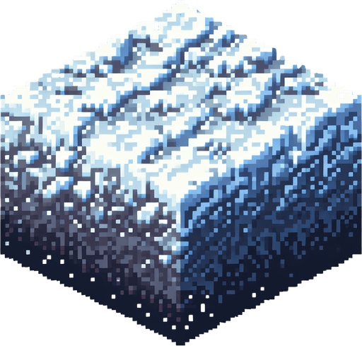 snowy ground image pixalated Single Game Texture. In-Game asset. 2d. Blank background. High contrast. No shadows.
